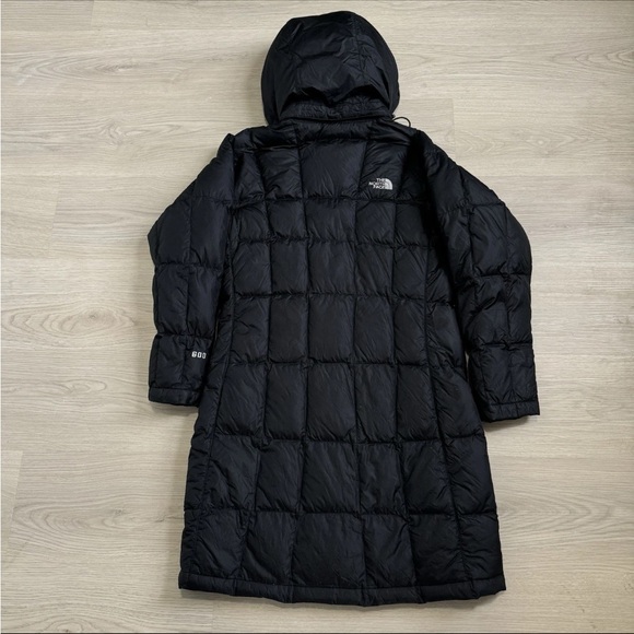 The North Face 600 Down Metropolis Puffer Parka Jacket Womens BLK Hooded medium - Picture 2 of 10